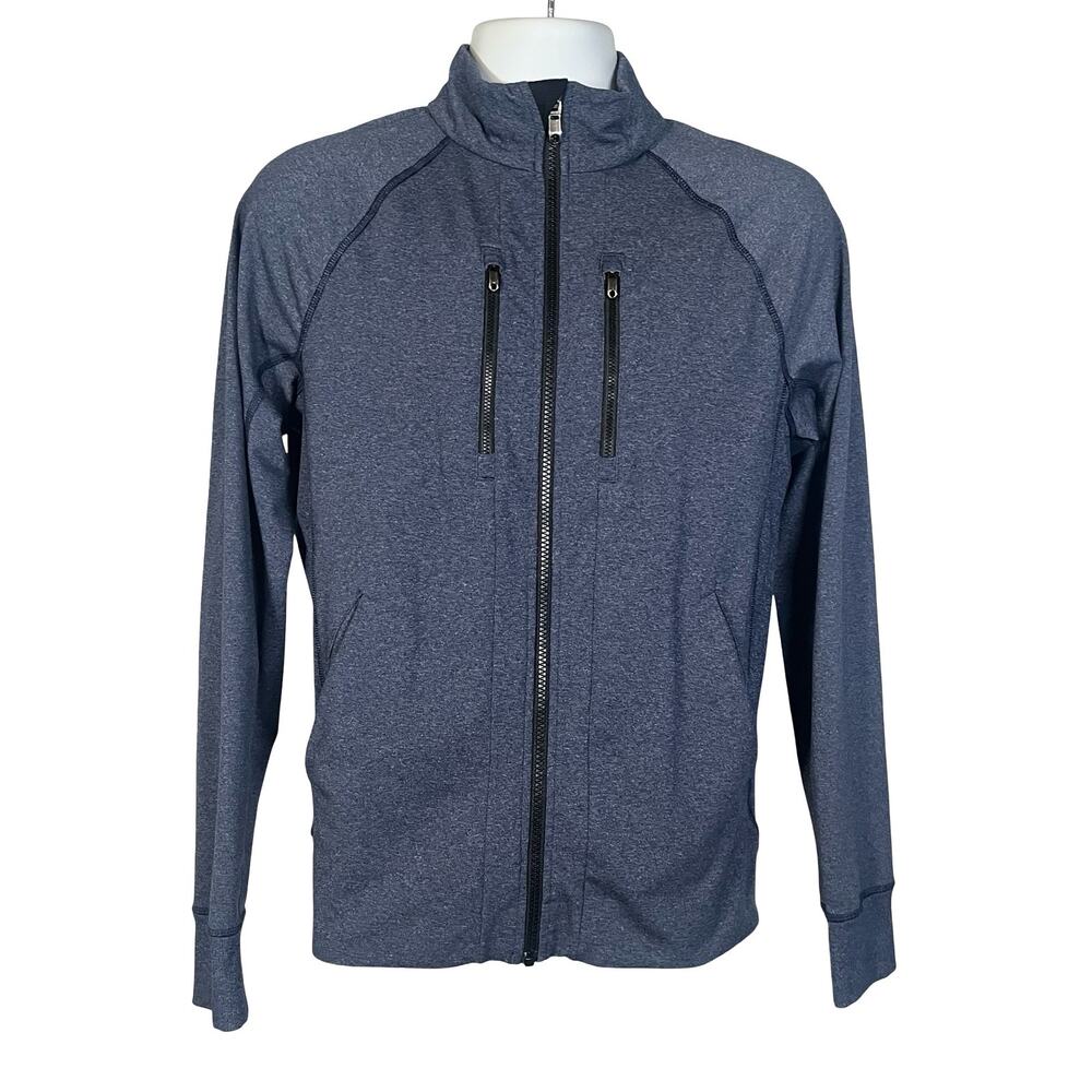 Lululemon‎ Jacket Mens Small Blue Full Zip Track Running Pockets Flecked Jersey